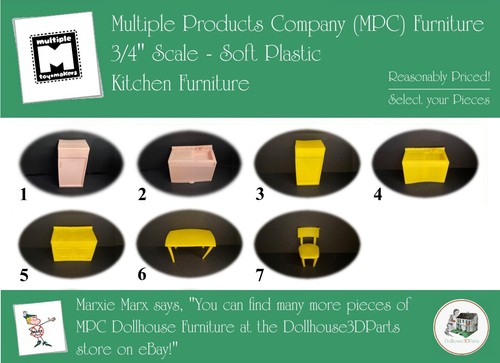 MPC Vintage Dollhouse Furniture, 1960s Style, 3/4" Scale