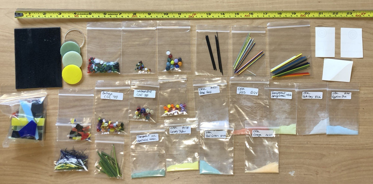 Bullseye COE90 Scrap Glass-Stringer-Confetti-Frit&More: Fusing Starter Pack:Used