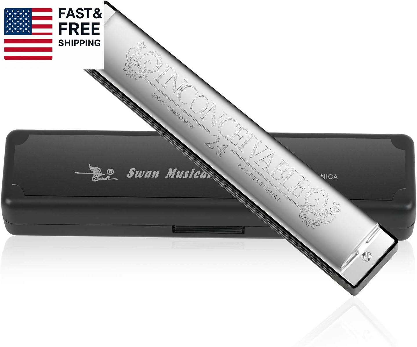 Harmonica Professional Harp Armonica Key of C 24 Hole Polyphony Diatonic Mouth