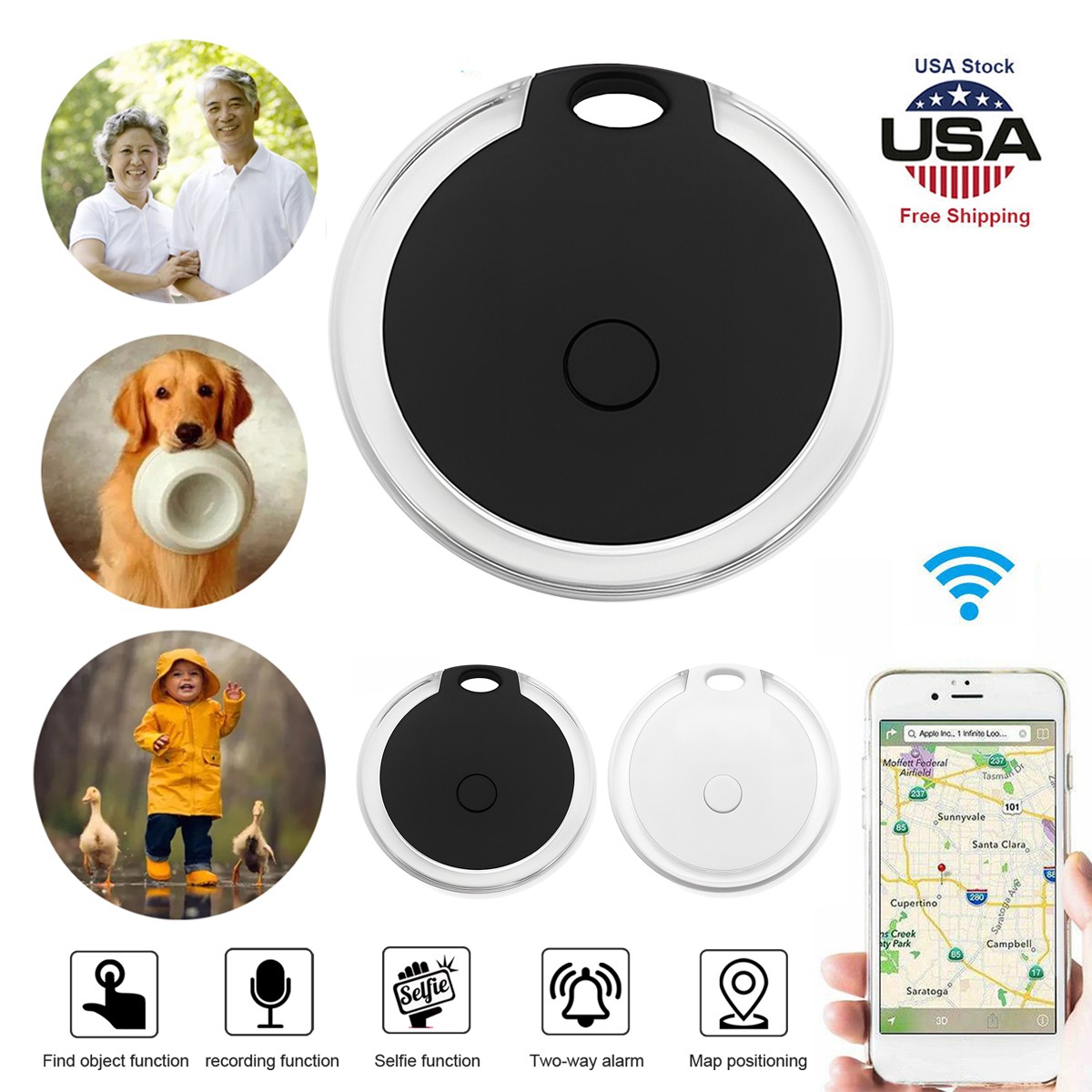 Smart Bluetooth Tracker Tag for Keys Wallet Pets, Anti-Lost Alarm & Finder App