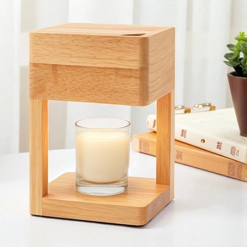 Candle Warmer Lamp Wood with Timer, Dimmable Electric for Jar Candles, 2*35 