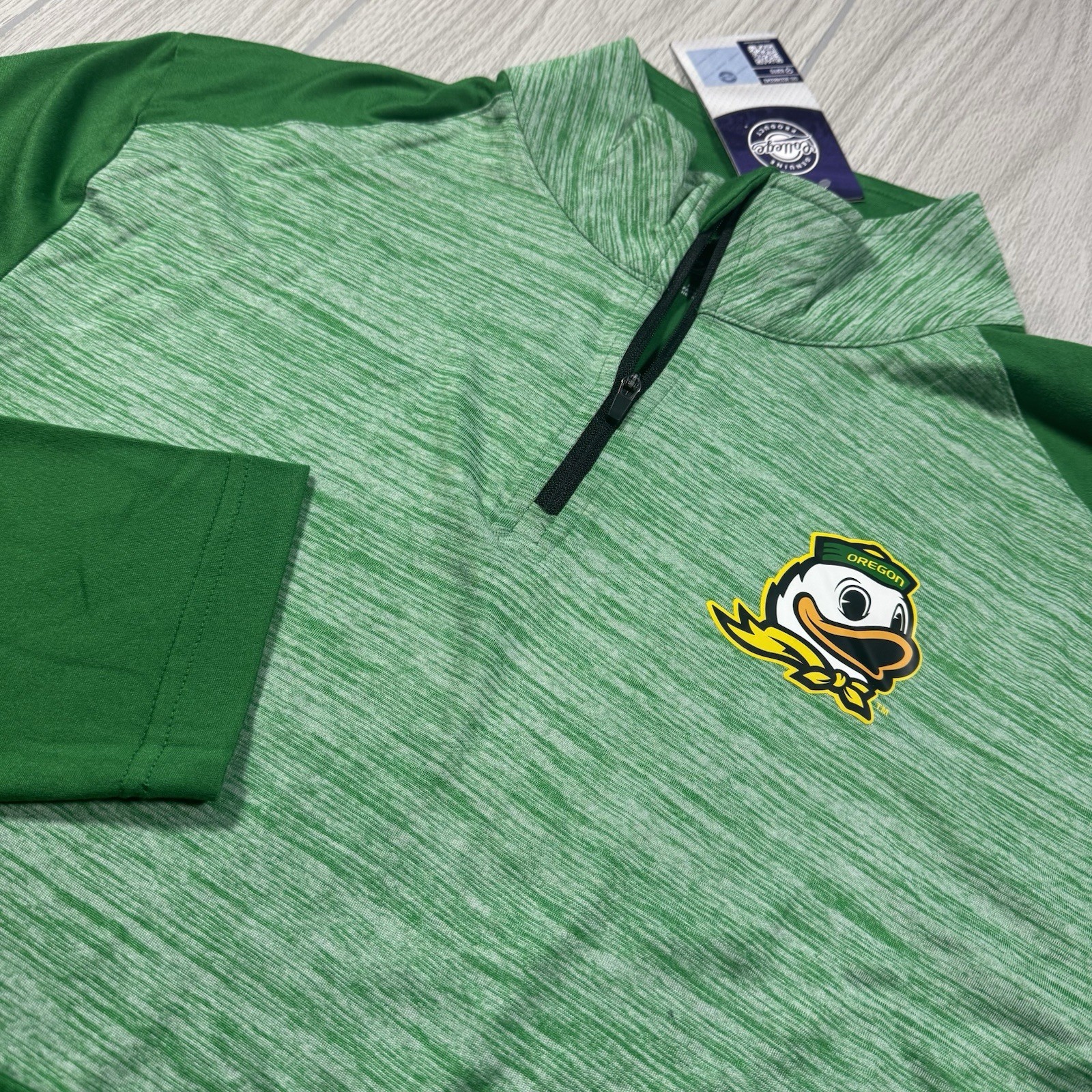 Oregon Ducks 1/4 Quarter Zip Pullover Men’s M Green Logo Performance Captivating