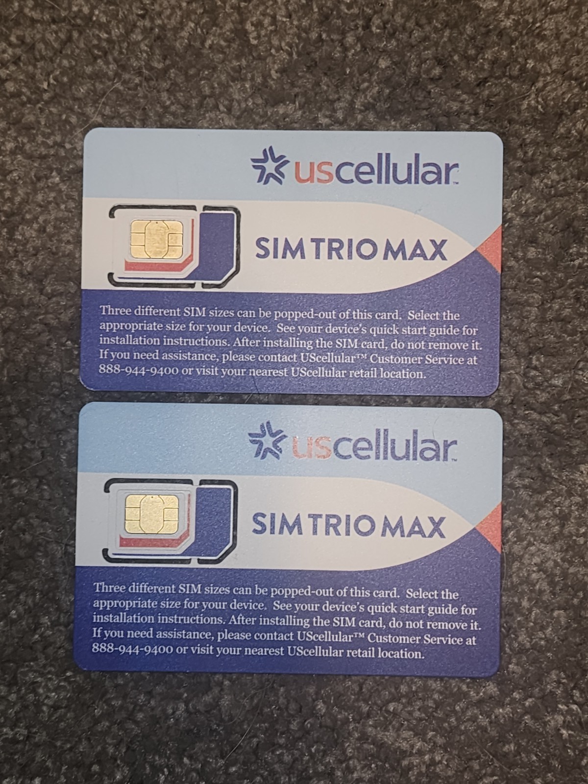 Us cellular Sim Trio Max 2 pack