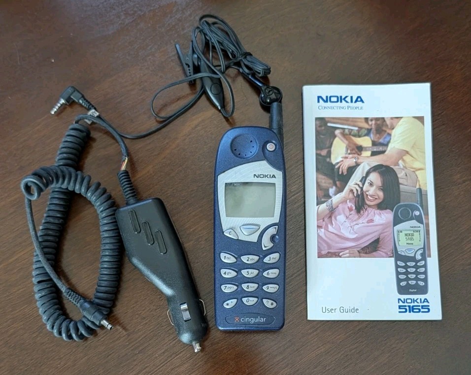 Nokia 5165 Vintage Cell Phone With Battery, Car Charger And User Guide Untested
