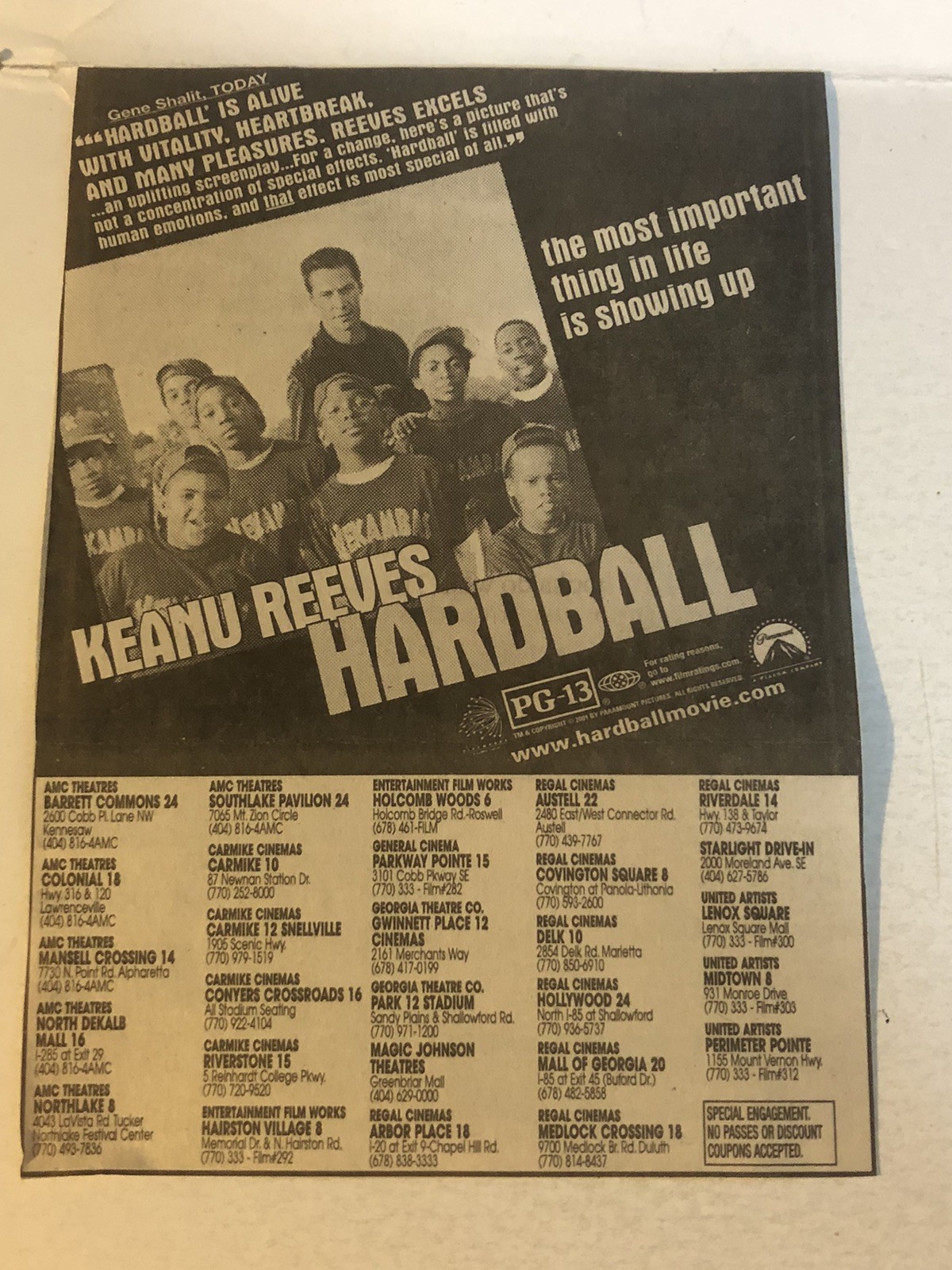 Hardball Keanu Reeves Movie Vintage Print Ad Tpa27