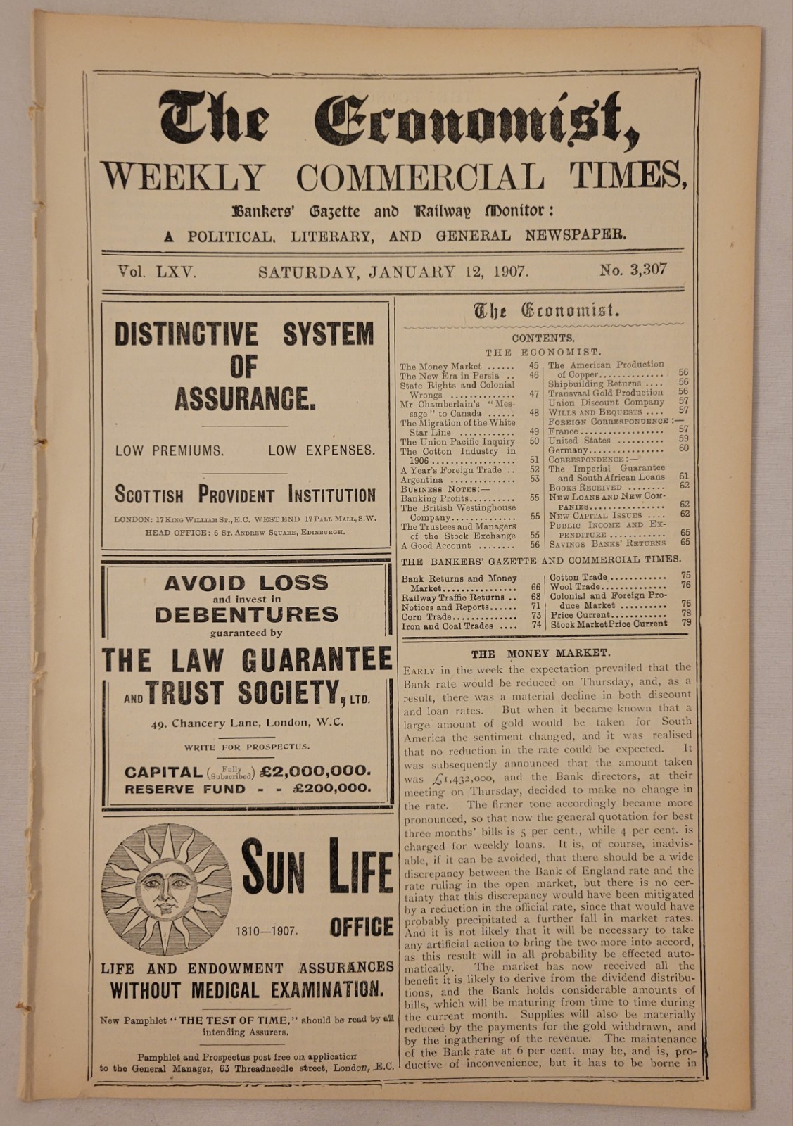 The Economist, Weekly Commercial Times - Saturday, January 12, 1907
