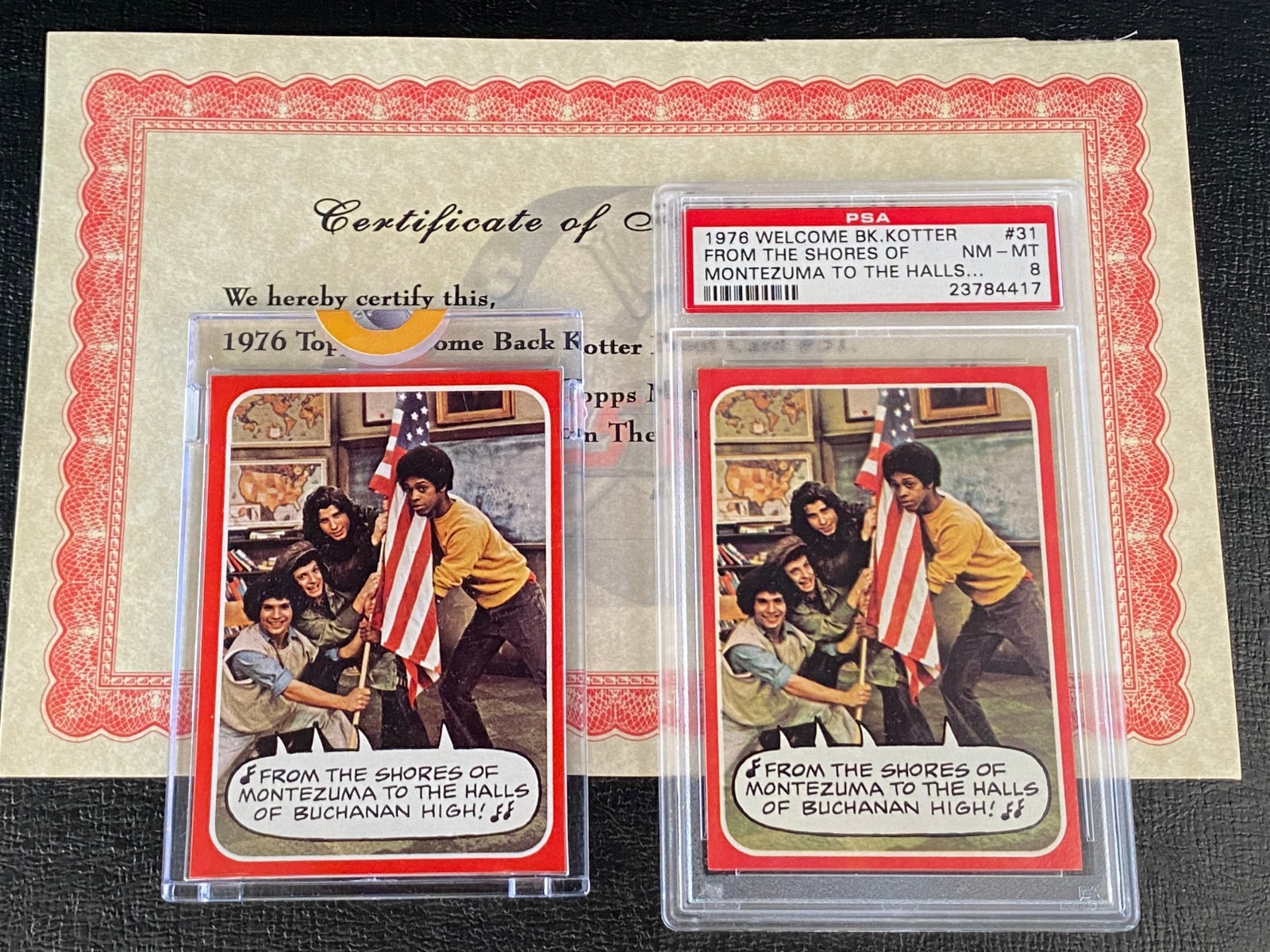 1976 Topps Vault Welcome Back Kotter Proof Blank Back + PSA 8 #31 John Travolta