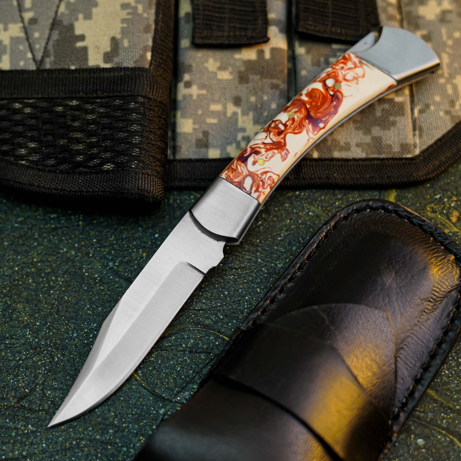 Hunt It Hunt EDC Folding Pocket Knife – Steel Blade, Resin Handle, USA