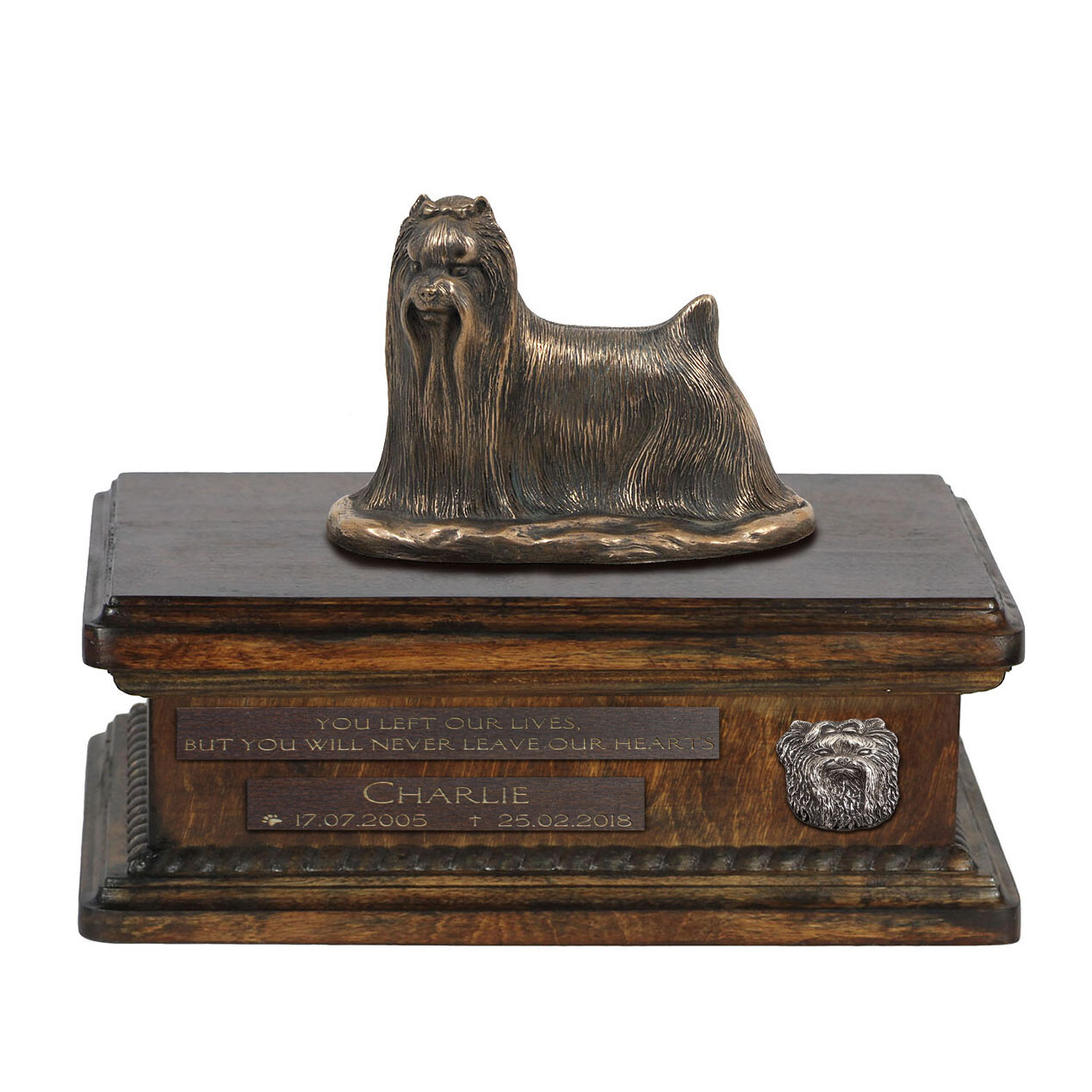 Yorkshire Terrier Holzurne with A Portrait Art-Dog