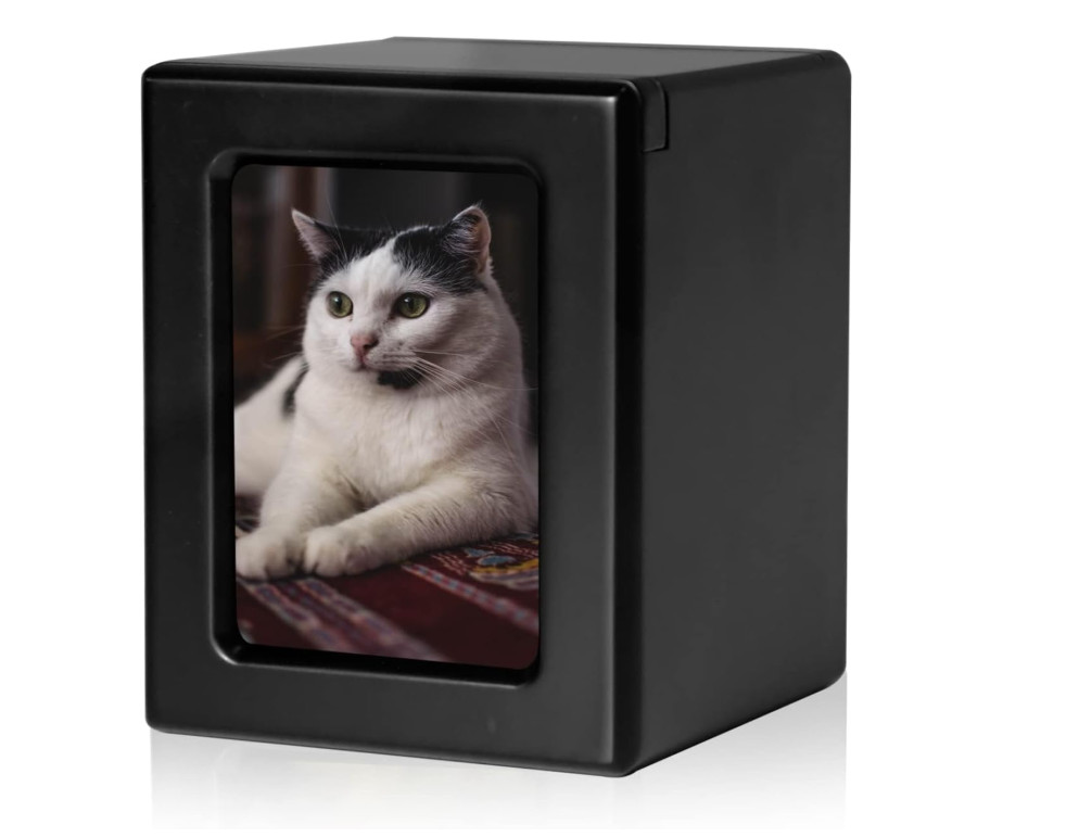 PCS Pet Urns for Cats, Cat Photo Urn, Cat Urns for Ashes, Pet Cremation Box Blac