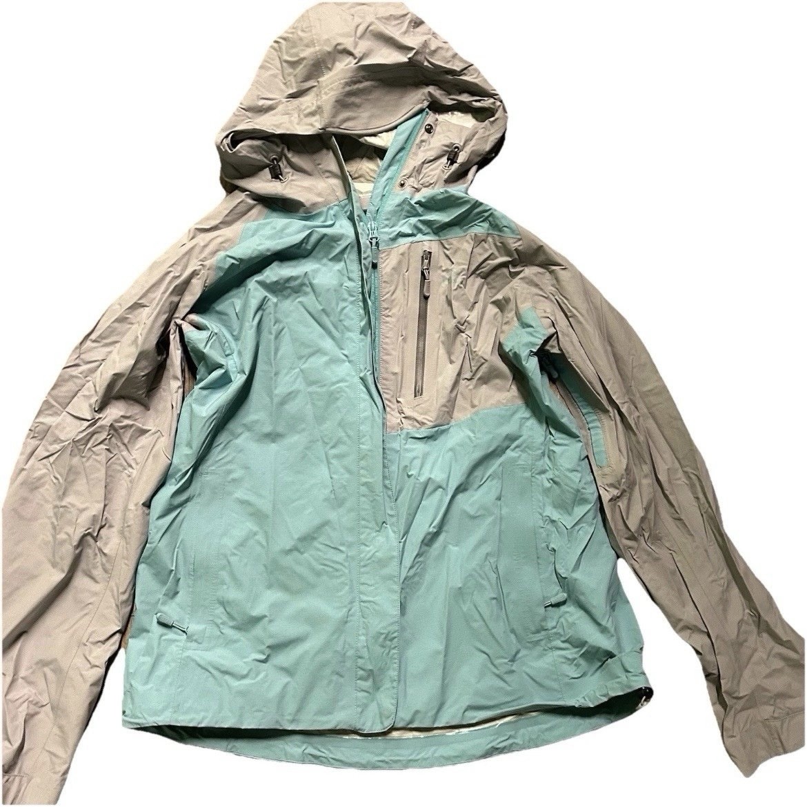 Women’s LL Bean Blue Grey Rain Jacket Size Medium Regular