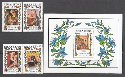 Sierra Leone - Mail Yvert 697/700+Hb 40 ** Mnh Christmas. Paintings