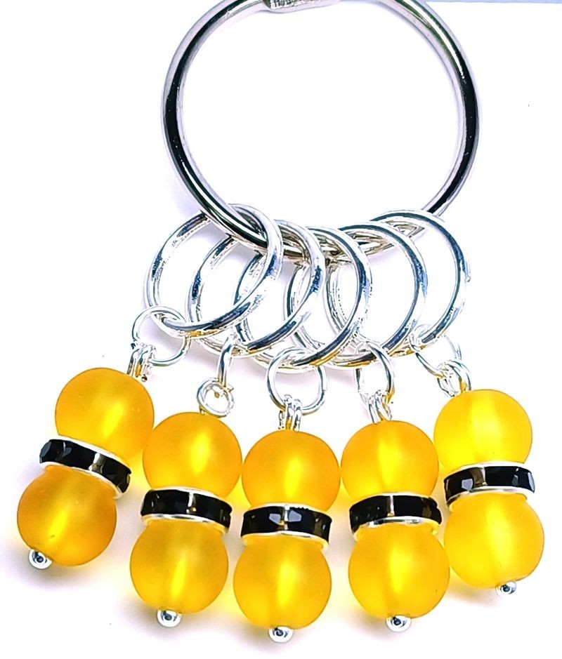 MikieLou Stitch Markers Premium Faceted CRYSTAL Black Rhinestones Knitting Gift