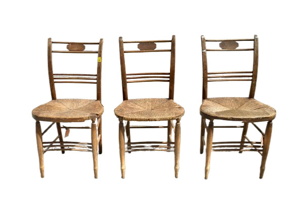 Antique rush seat Spindle Back Side Chair Set SHIPPING AVAILABLE 