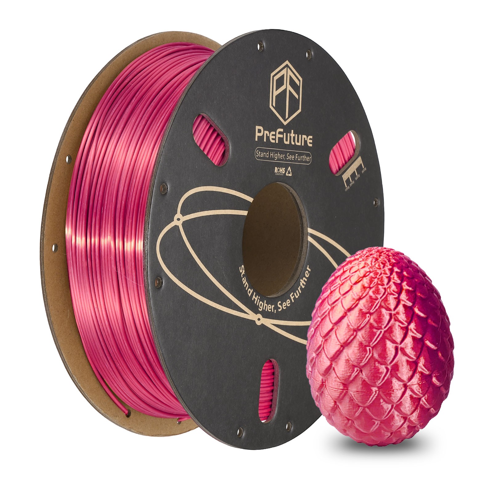 Silk PLA Filament 1.75mm 1KG/2.2LB High Shine 3D Printer Filament, Rose Red