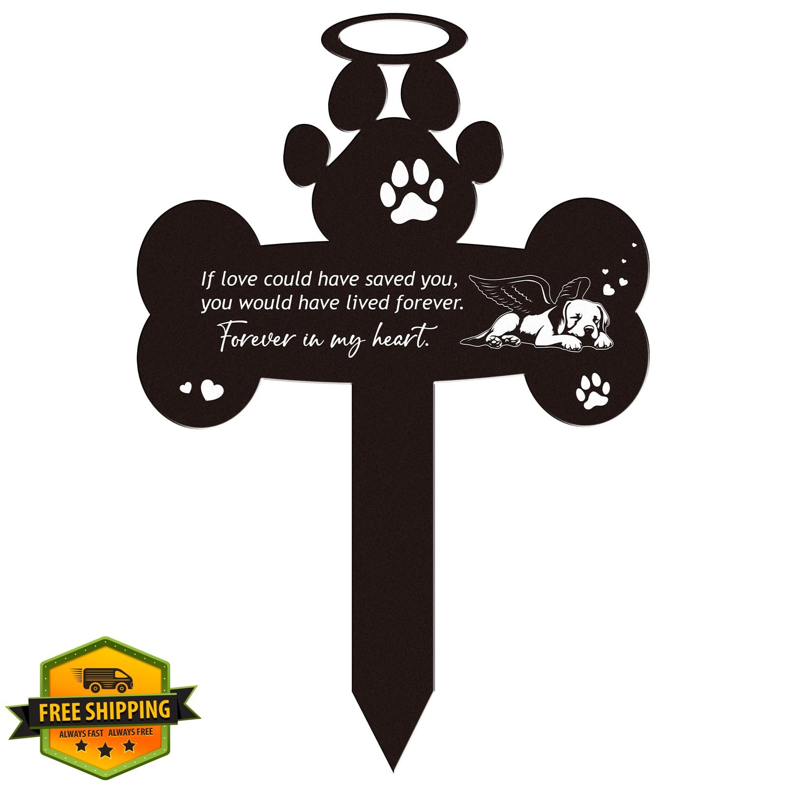 Rngmsi Pet Memorial Stone Grave Marker Metal Stake Sign