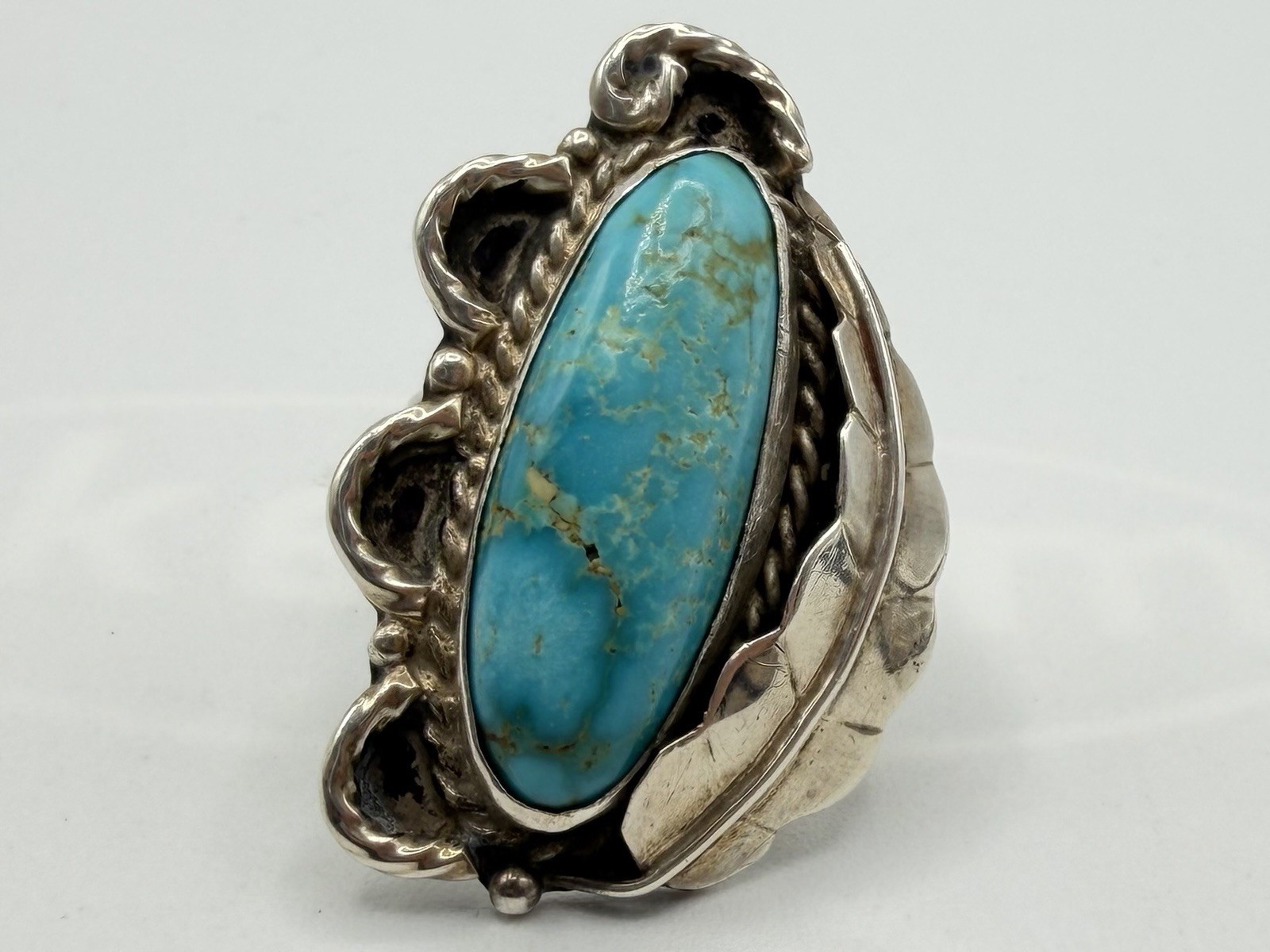 Vintage Handmade Turquoise Sterling Silver Navajo Ring Sz 9
