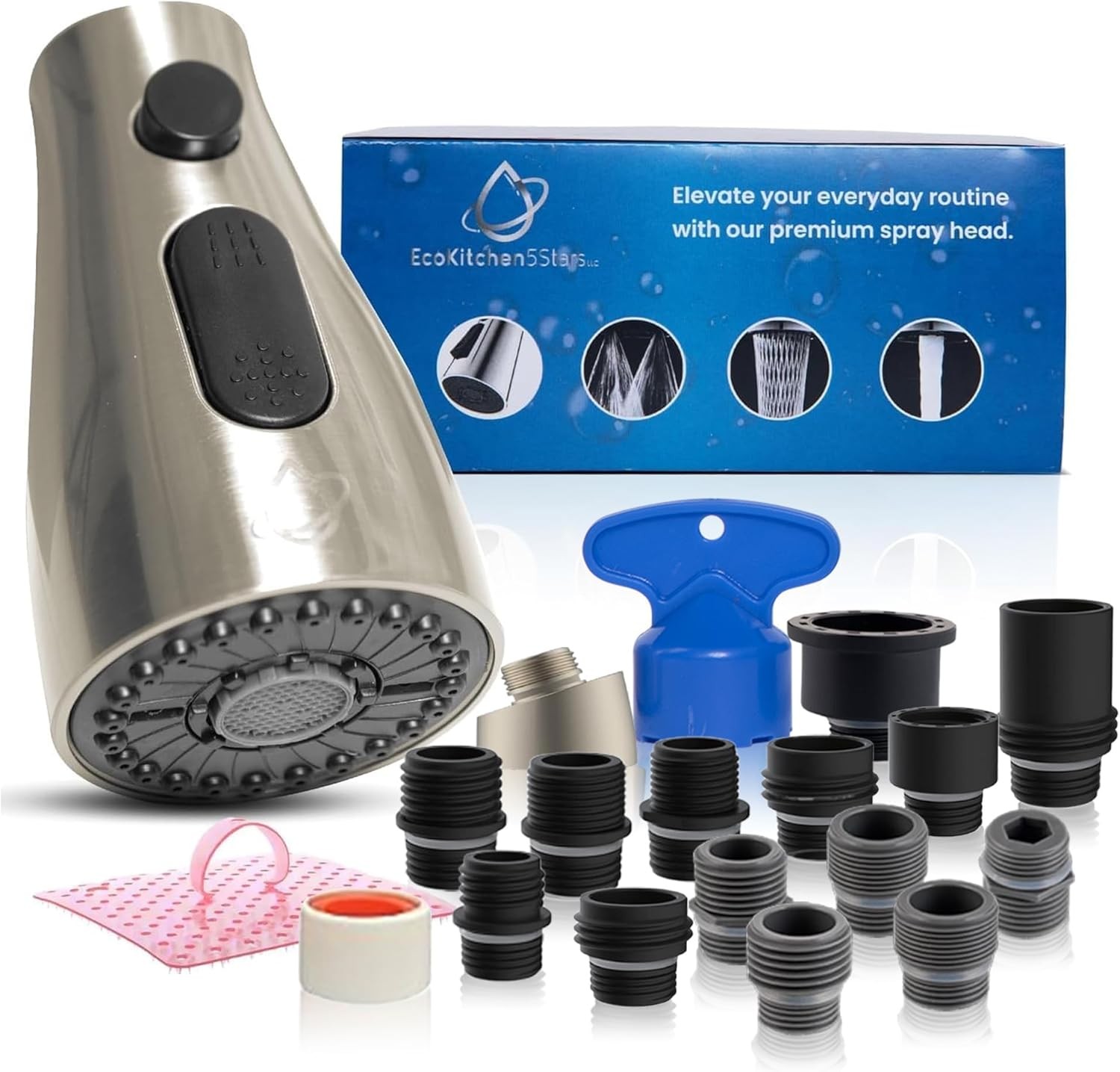 Kitchen Faucet Spray Head Replacement 3 Mode Brushed Nickel