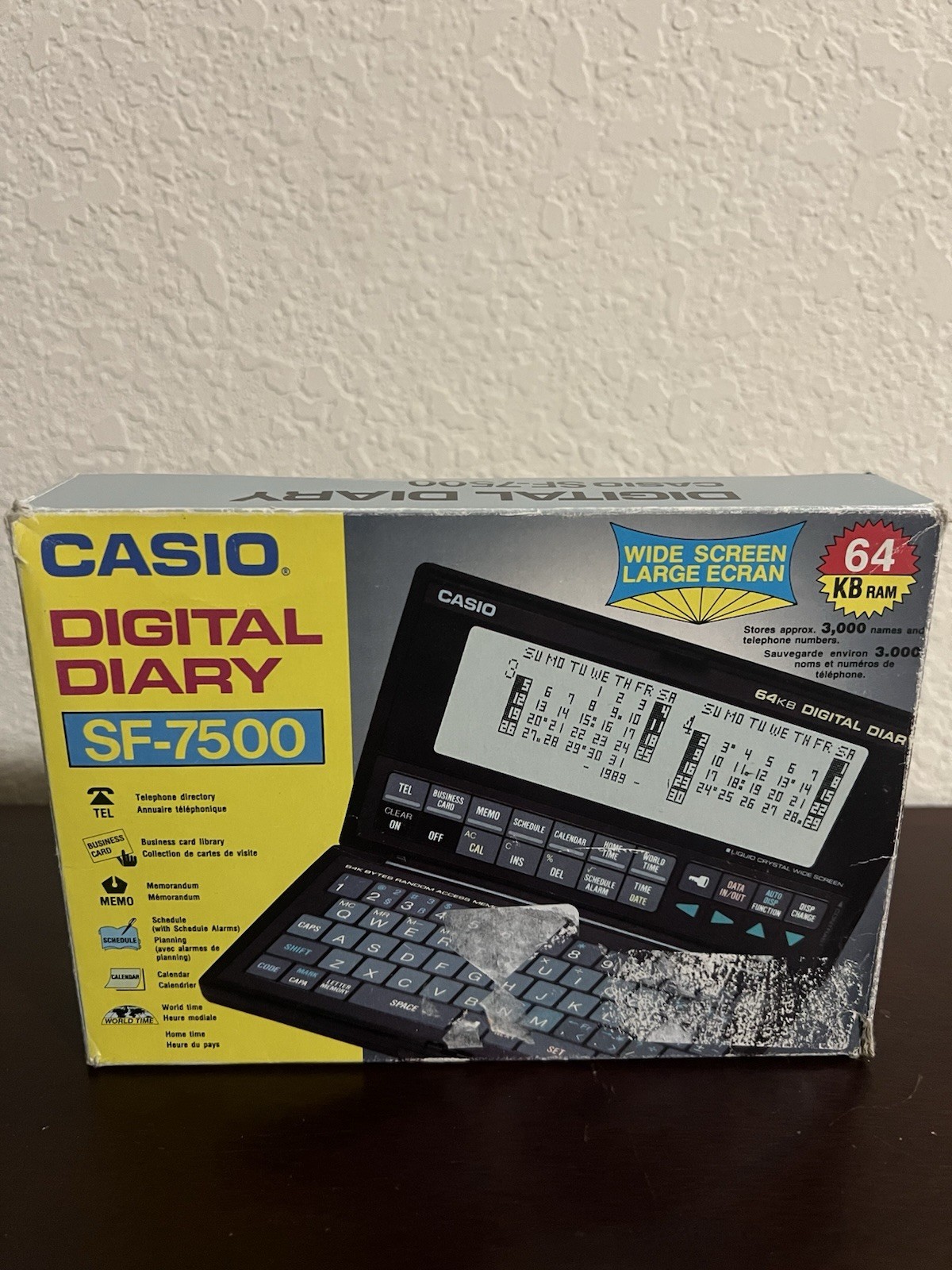 Vintage Casio SF-7500 Digital Diary 64kb Wide Screen Working With Original Box