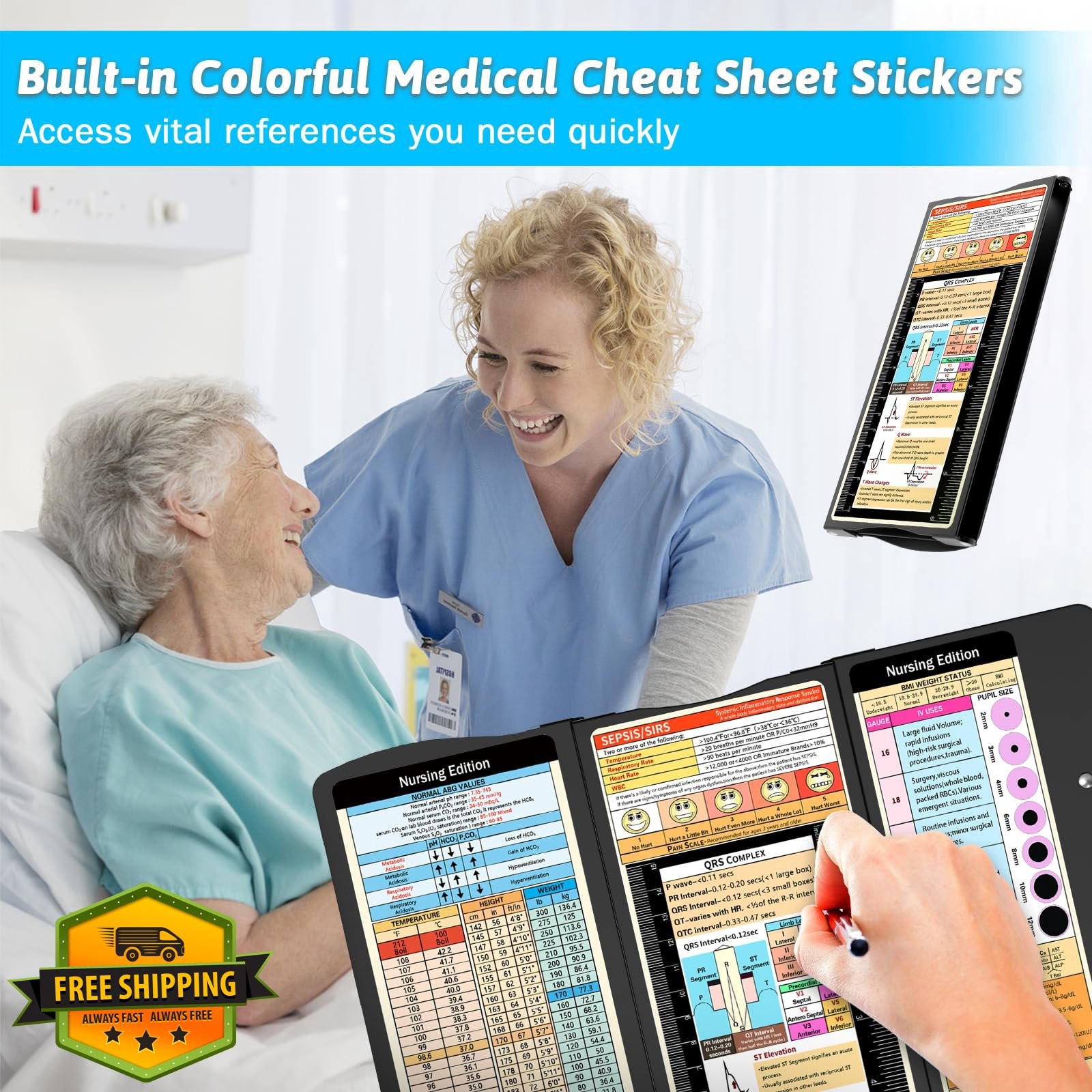 Nurse Clipboard Foldable Medical Edition, Aluminum, Cheat Sheets, Pocket Size