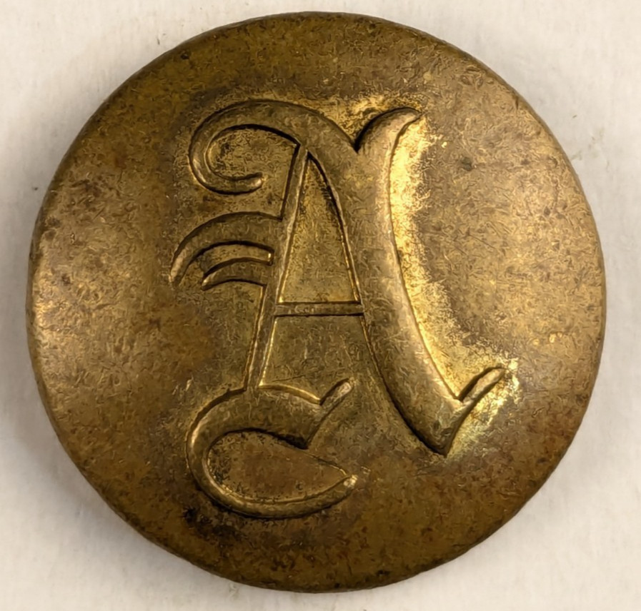 Vintage - Letter A Seal Crest Button Original - M2C