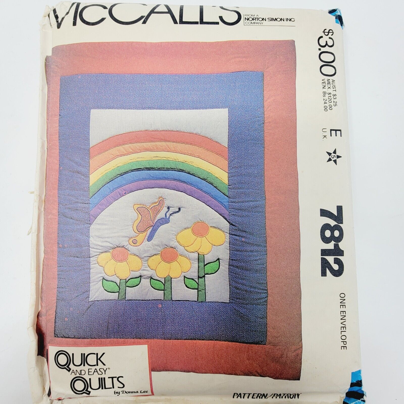 McCall's 7812 Rainbow Butterfly Quilt 72”x 85” Quilt Sewing Pattern