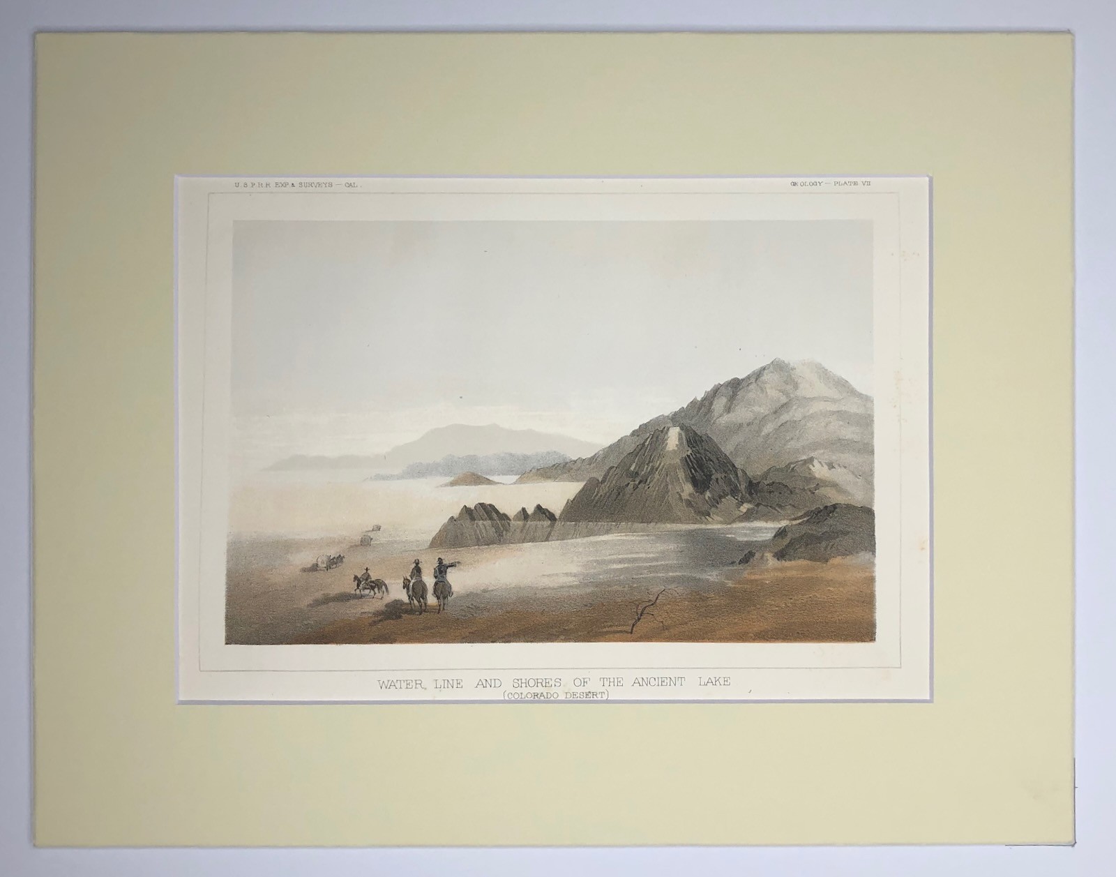 SHORES COLORADO DESERT ANCIENT LAKE Hand tinted Lithograph R.R. Survey 1855-1861