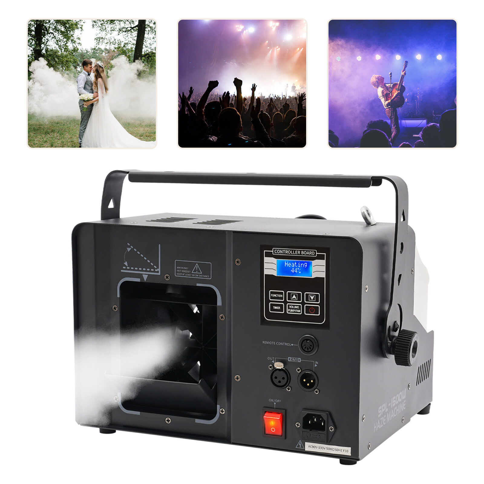 1500W DMX Fog Machine Stage Fog Smoke Machine DJ Haze Fog Smoke Effect w/Remote