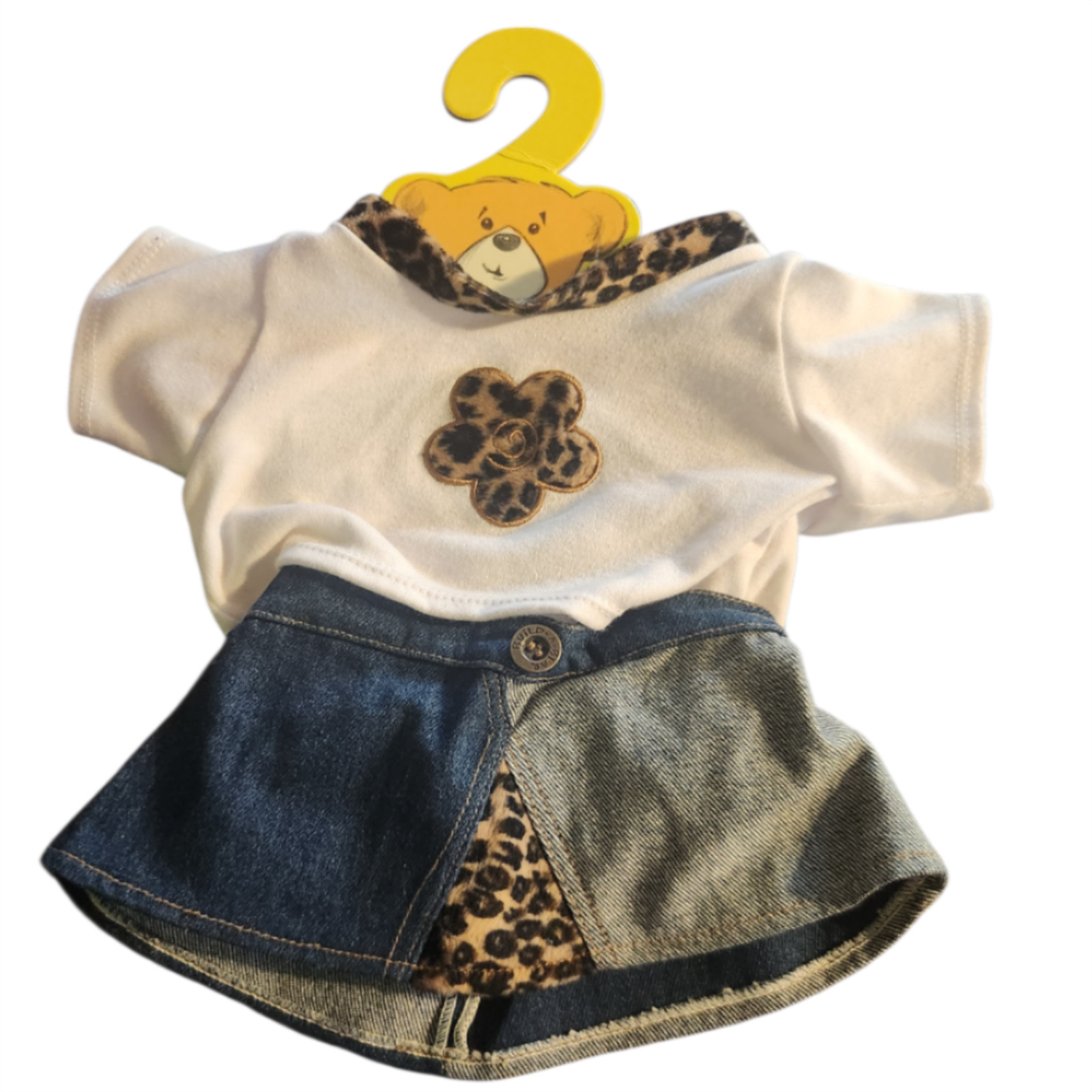 Build A Bear Flower Shirt With Denim Skirt Outfit