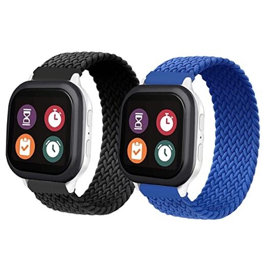 2 Pack Braided Band Compatible with Gizmo Watch 3 XS(5.9"-6.3") Black&Blue