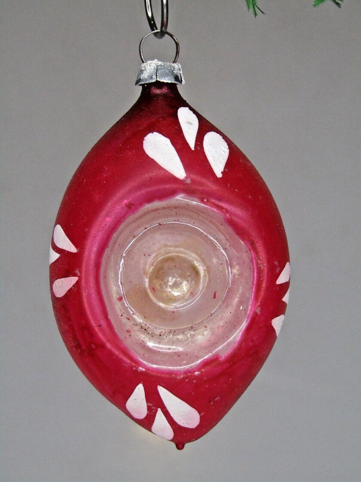Antique VTG Blown Glass Double Indent Outdent Drop Christmas Ornament Germany