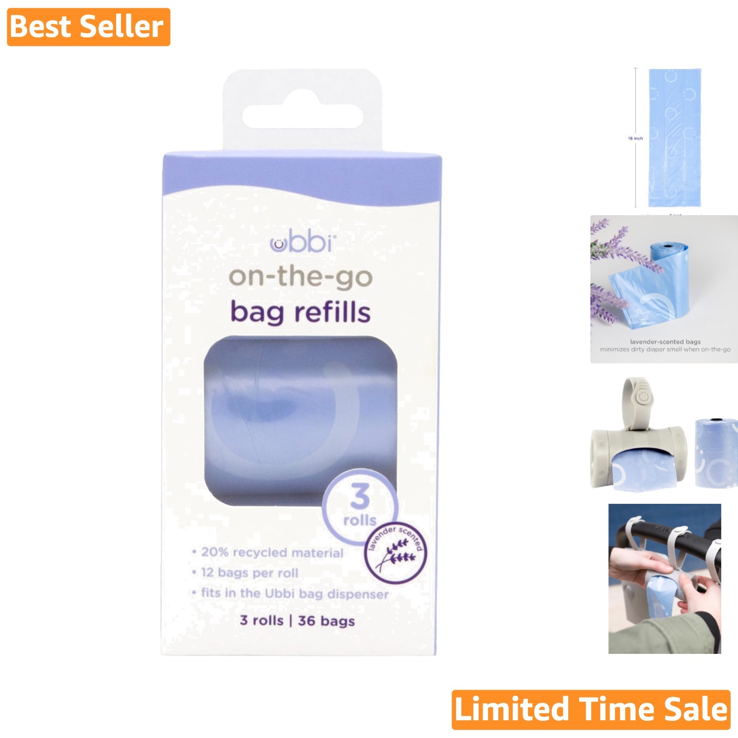 Lavender Scented Diaper Disposal Bags - Value Pack of 36 for On-the-Go Parents