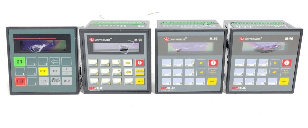 LOT OF 4- UNITRONICS MIXED MODELS M9 SERIES CRACKED DAMAGED SOLD AS IS