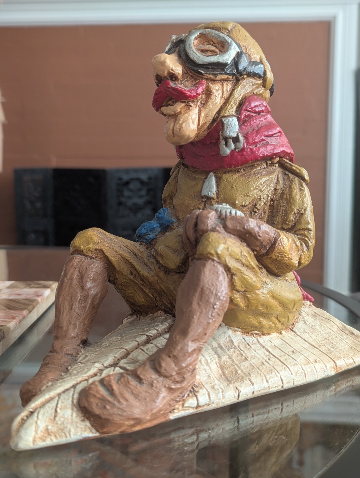 ARTISTIC ACCESSORIES Vtg 1960s Plaster Pilot Statue Steampunk Style Art Figure