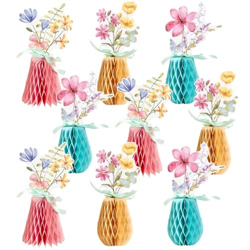  9PCS Spring Wildflower Party Decorations Wildflower Honeycomb Centerpieces