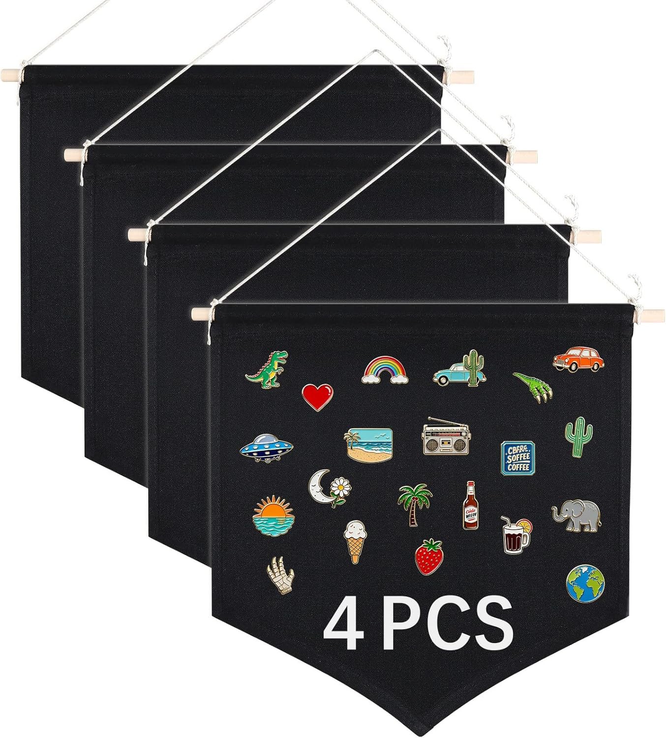 4 PCS Canvas Banners Wall Hanging Brooch Jewelry 30x36 black Banners*4pcs 