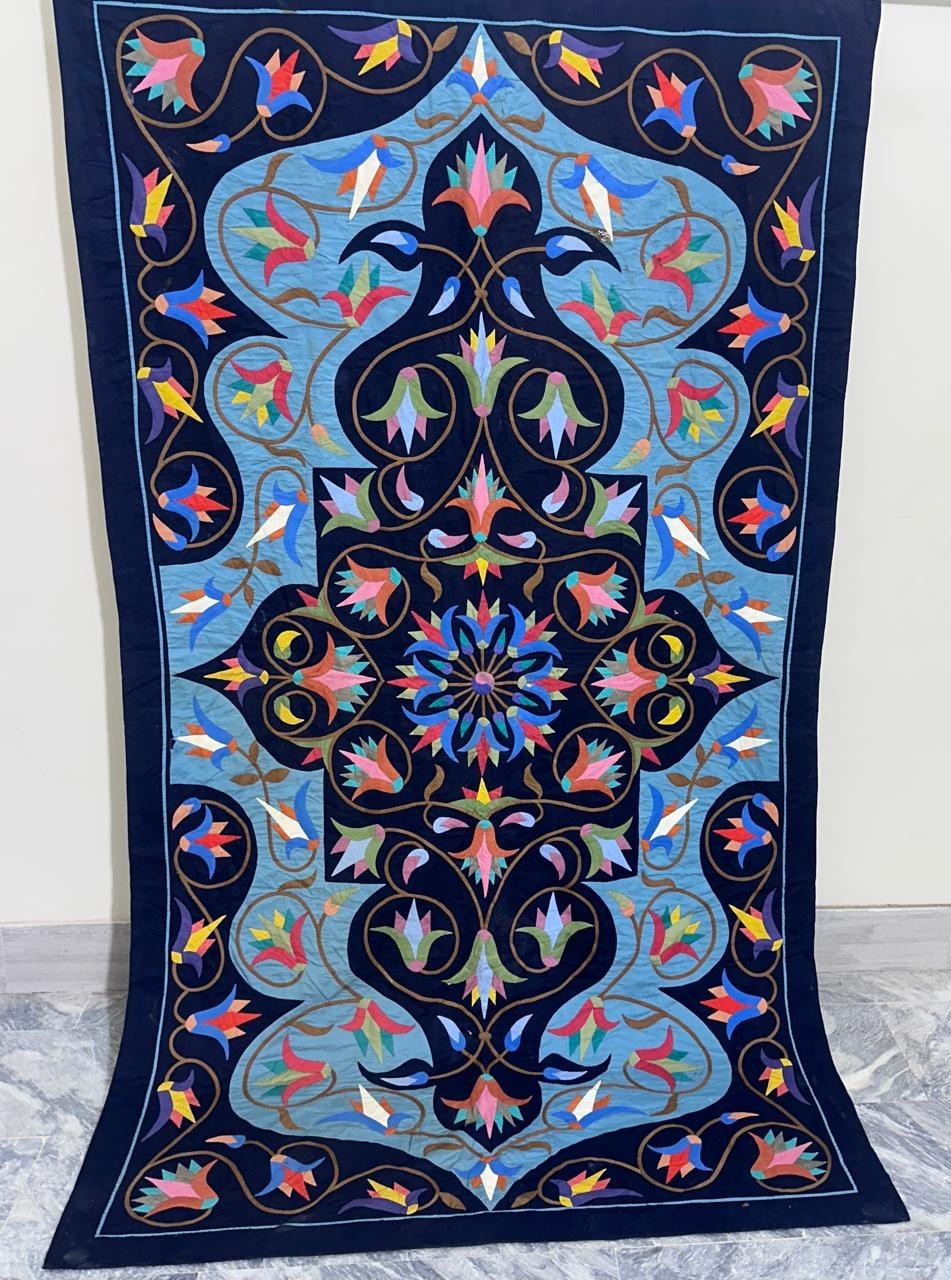 Vintage Egyptian Textile Wall Hanging – Handmade Embroidery Tepastry