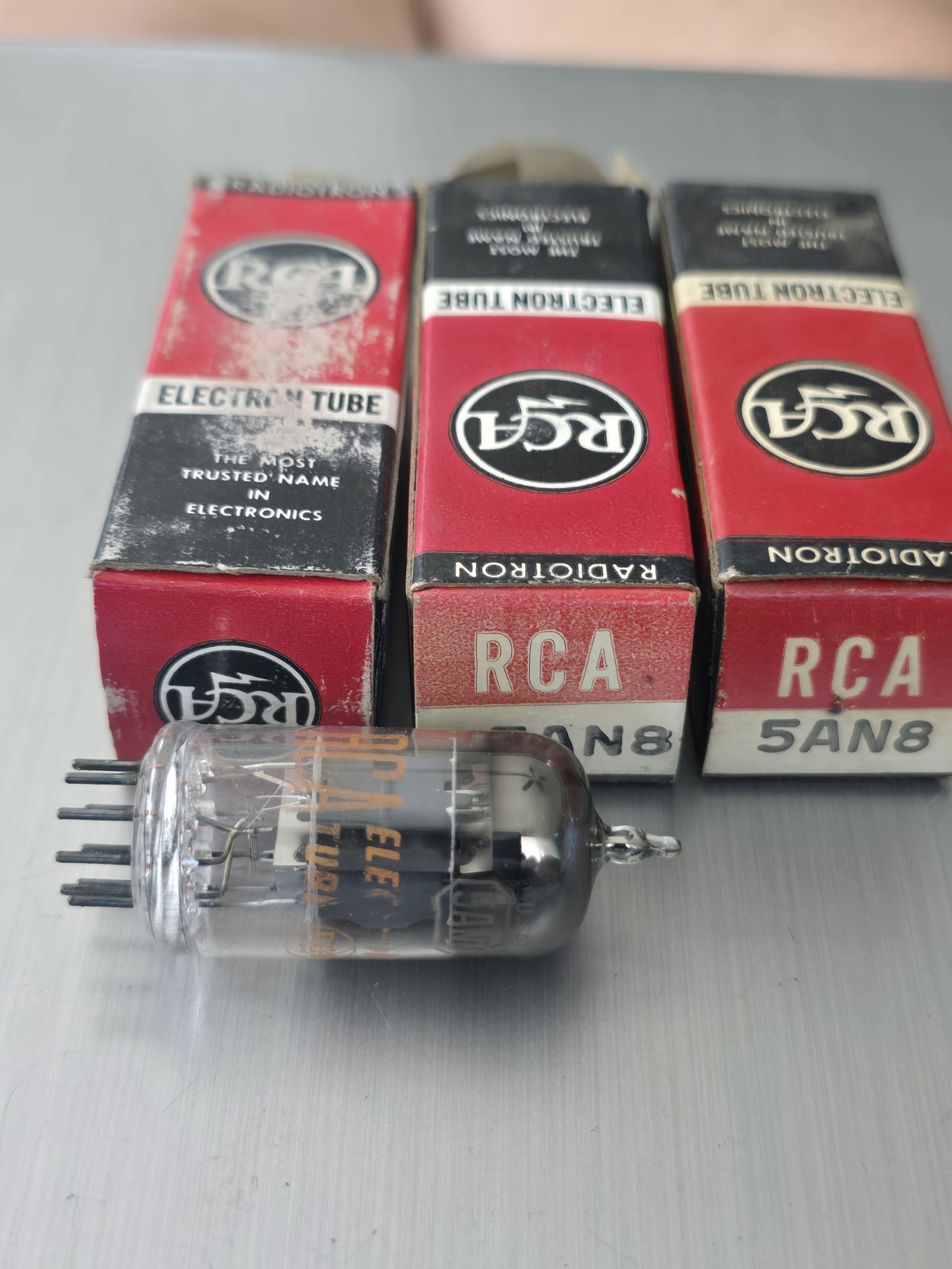 3 VTG RCA ELECTRON TUBES 5AN8 NOS NIB
