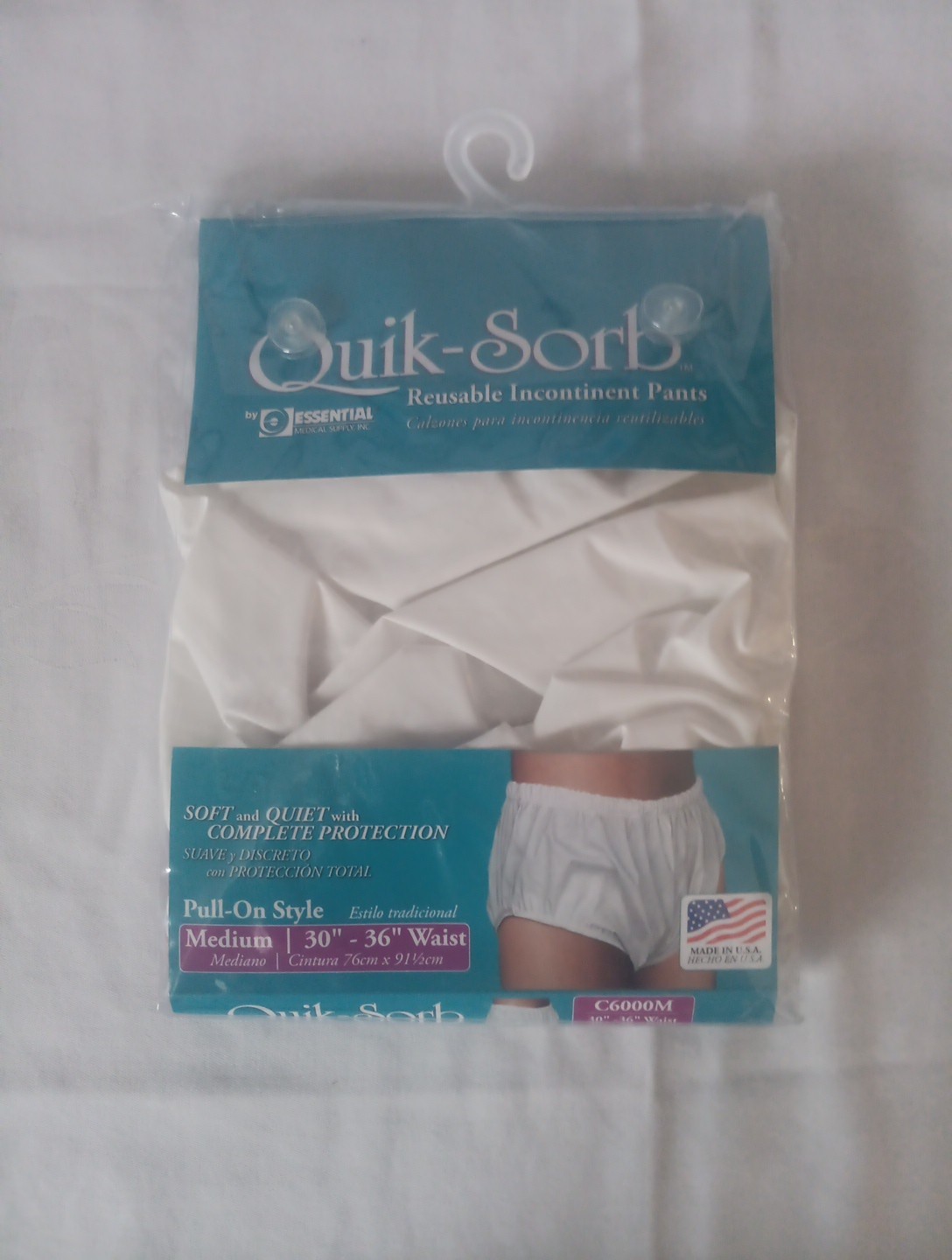 Quick Sorb Reusable Incontinent Pants Underwear Size Medium 30-36" Pull-on New
