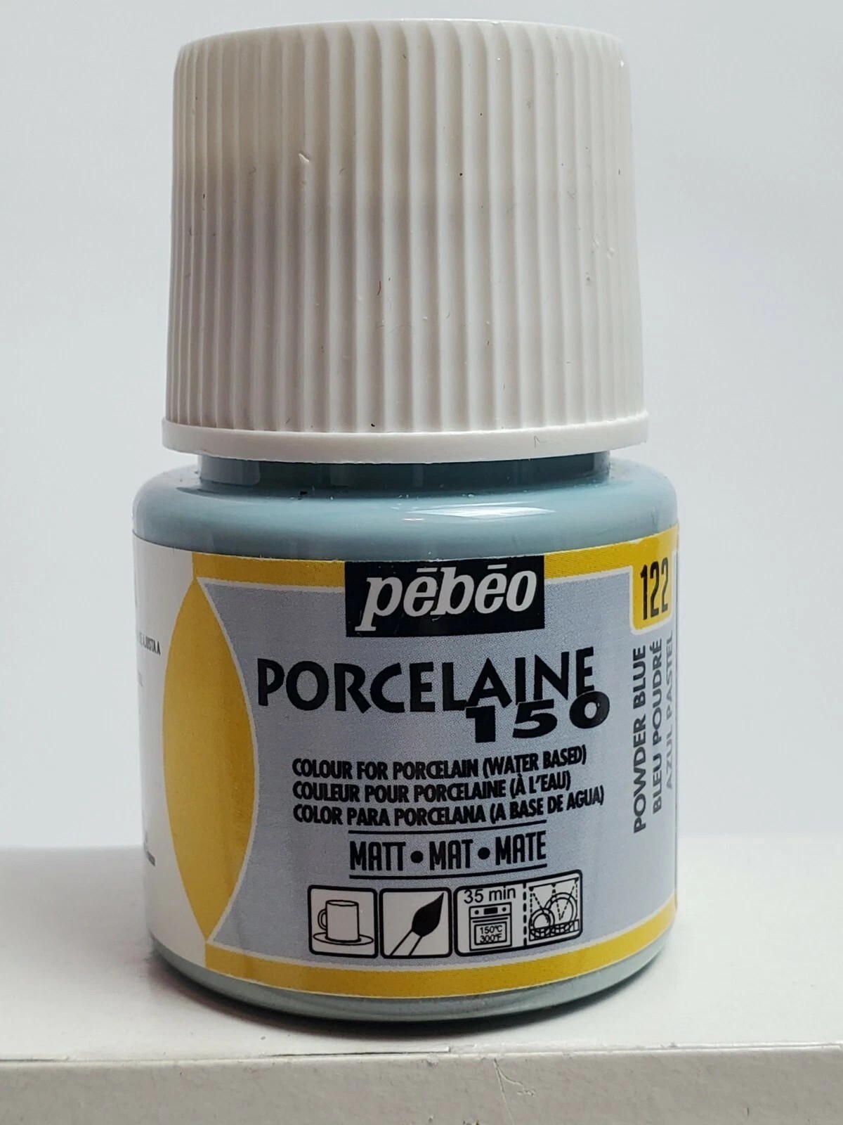 Pebeo Porcelaine 150 Ceramic Paint 45ml - 122 Powder Blue - Azul Pastel