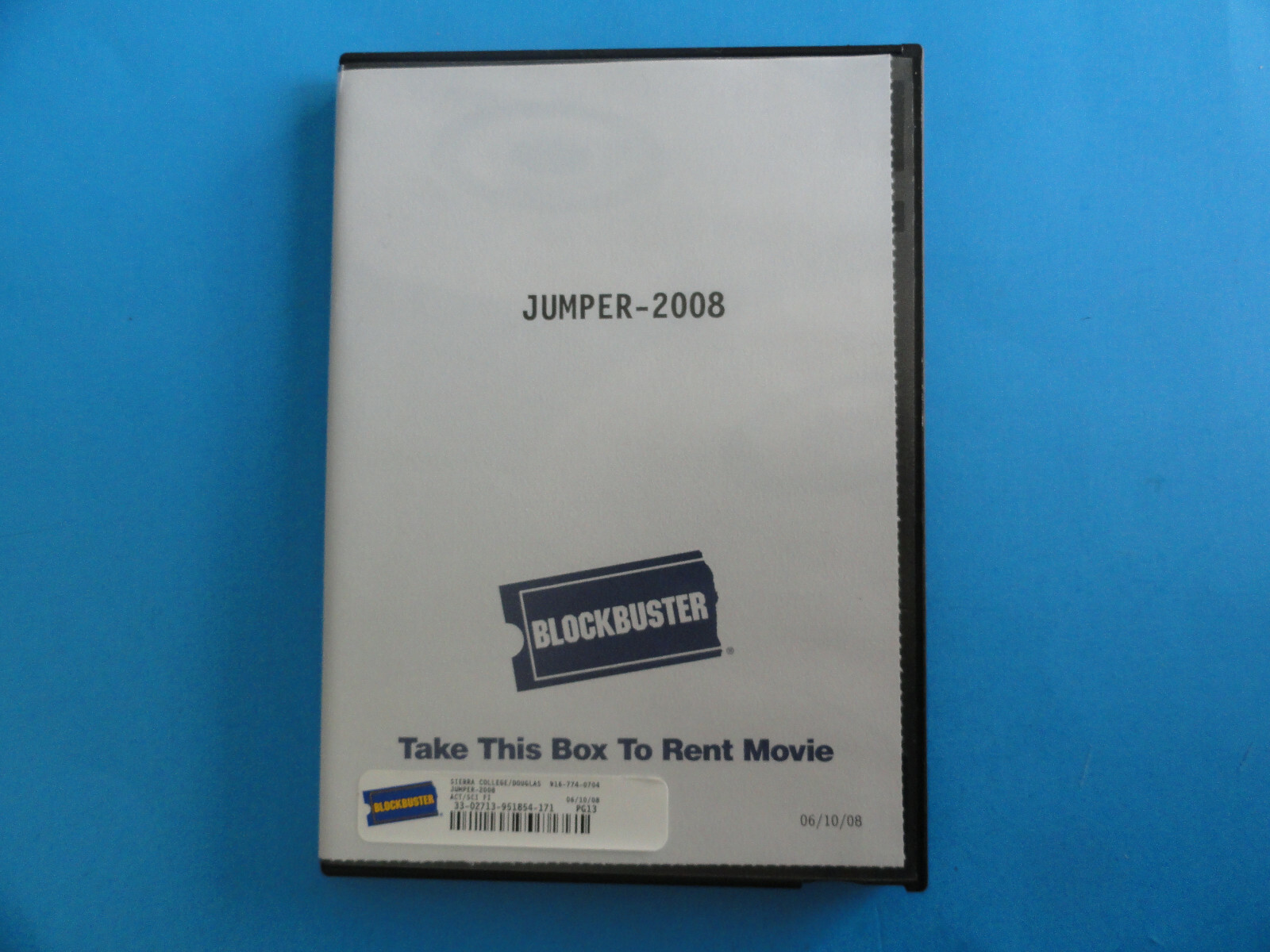 BLOCKBUSTER VIDEO STORE DVD RENTAL CASE "JUMPER" - NO MOVIE INCLUDED