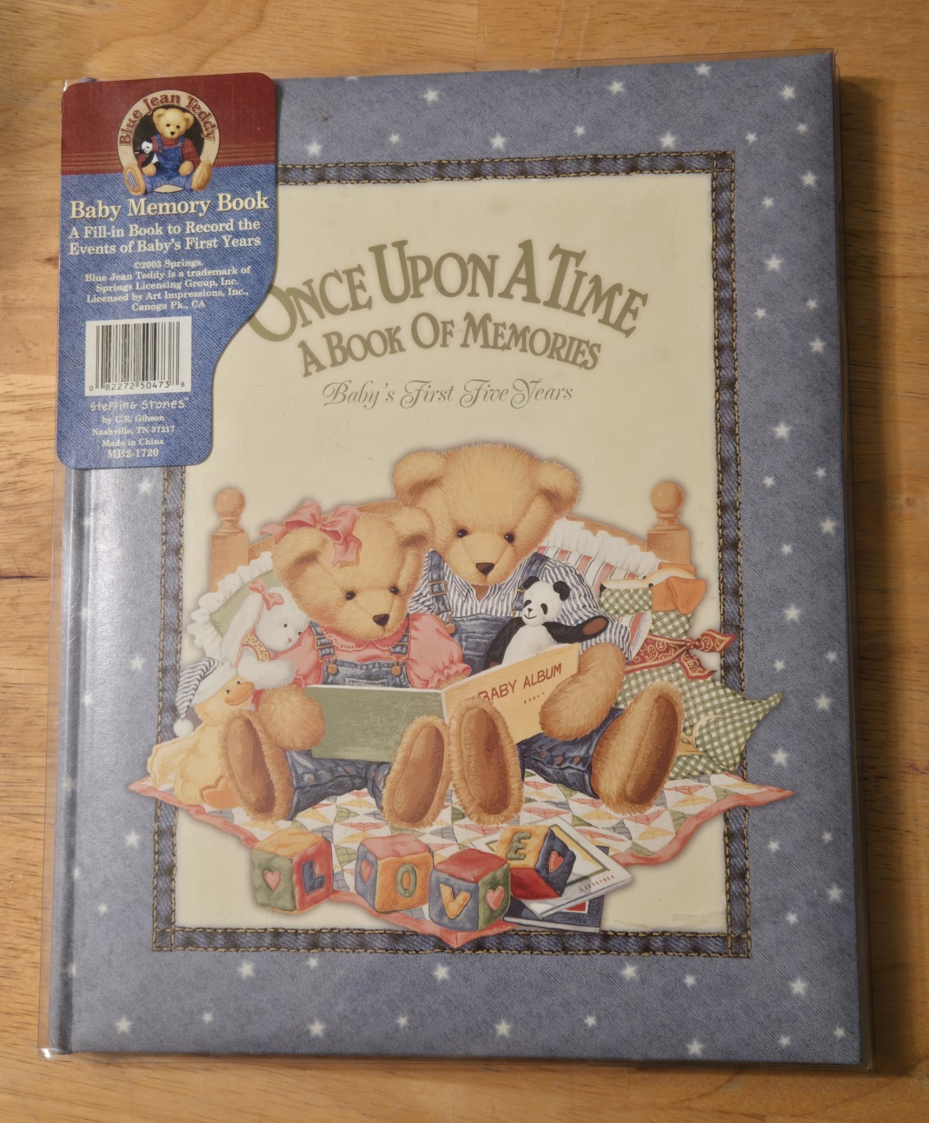 Baby Memory Book Blue Jean Teddy Stepping Stones Baby's First Five Years