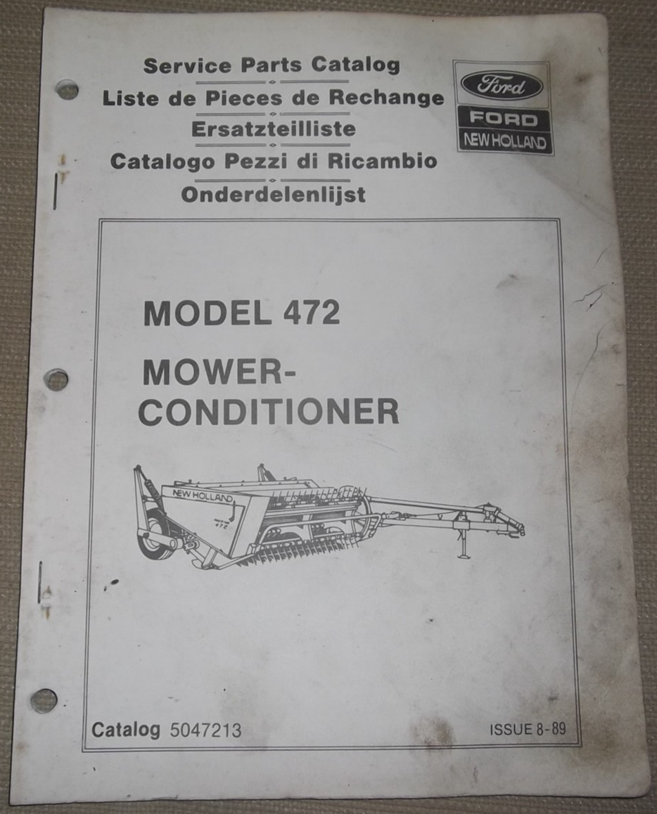 SPERRY NEW HOLLAND 472 MOWER CONDITIONER PARTS BOOK MANUAL