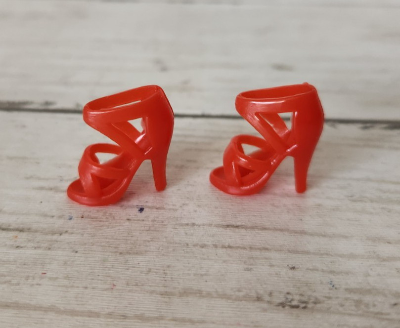 Barbie Red Cage Style High Heel Shoes Doll Size