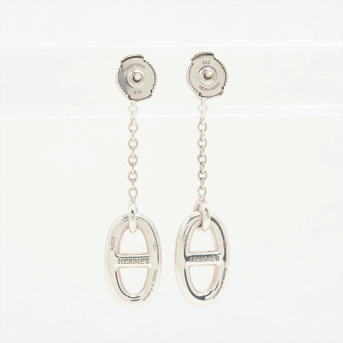Used Hermes Chaine d Ancre Flandres Earrings (for both ears) 925 6.6g Silver