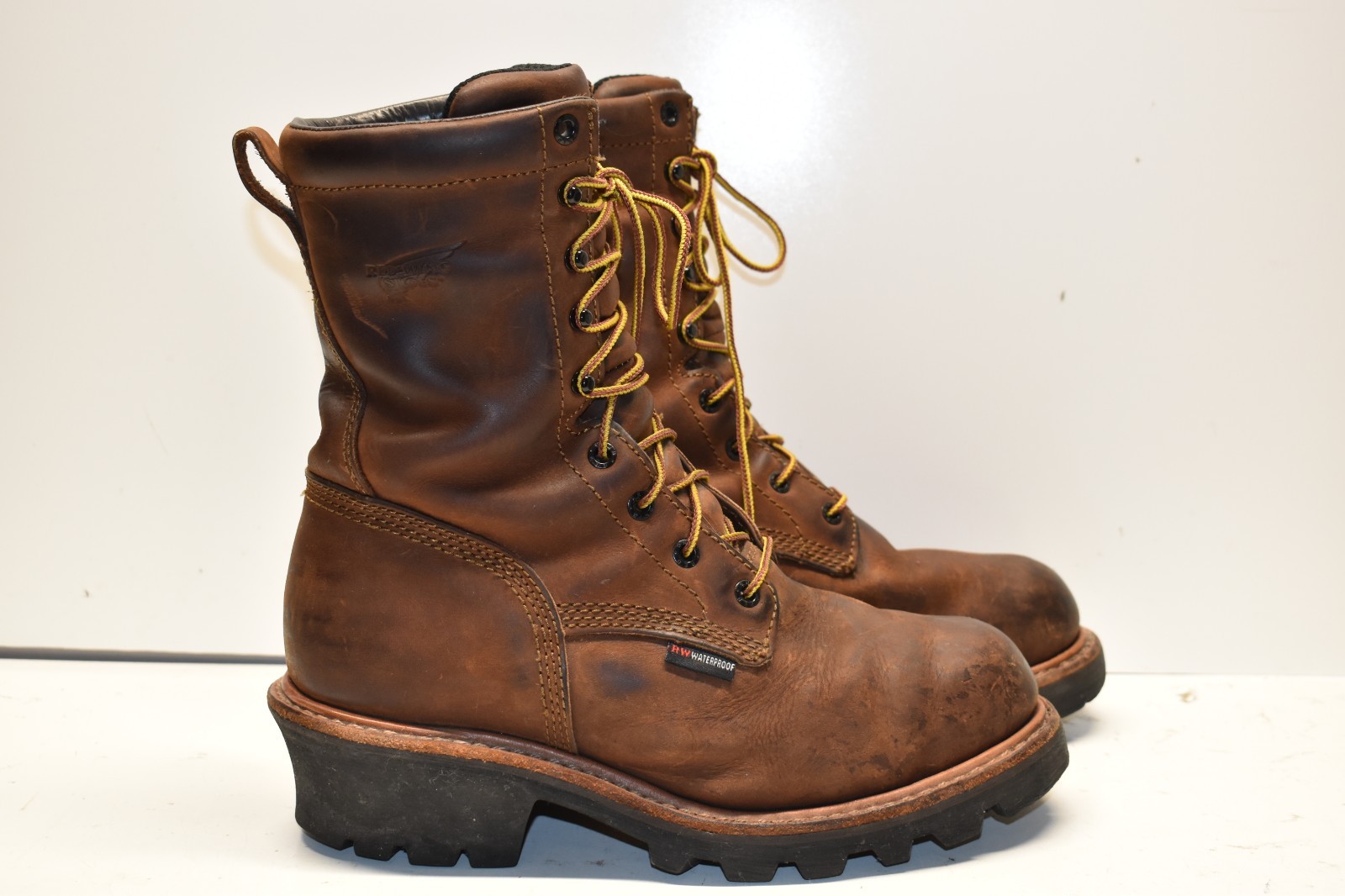Red Wing Logger Max 4420 Brown Leather Steel Toe Work Boots Mens 8D Waterproof