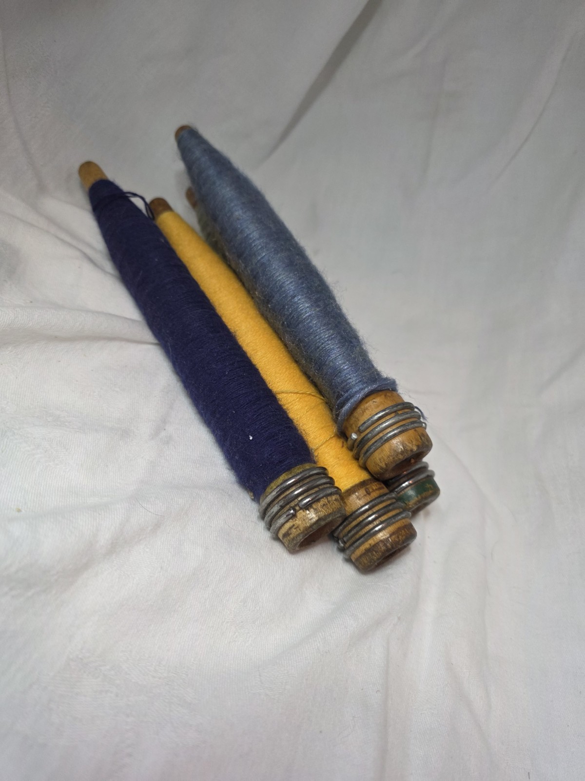 Lot of 4 Antique Vintage Textile Spool Spindles.