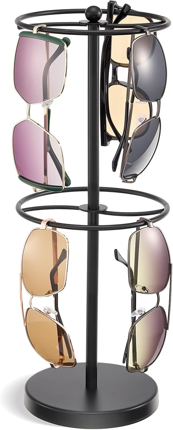 Sunglasses Organizer Glasses Display Stand, Eyewear Storage Holder Double-lay...