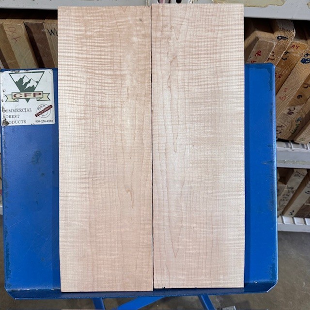 1/2"x 13"x20" Bookmatch Carve Top Thick Figured Maple🍁 KD Curly LP Bass Guitar