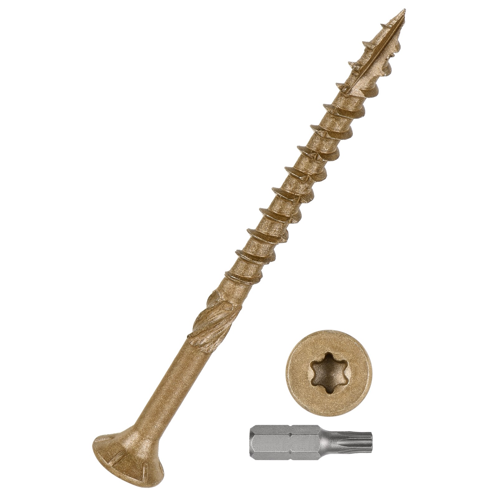 #9x2-1/2" Deck Screws - 150Pack - Carbon Steel Screw W/ T25 Star Bit - Tan